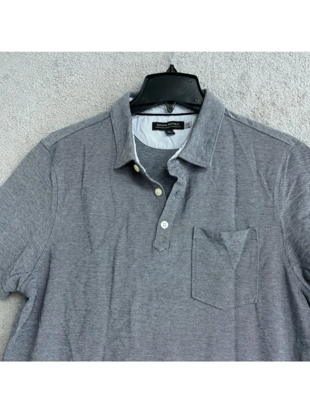 Banana Republic Men's L Gray Performance Pique Polo Shirt B1216